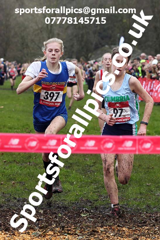 Junior girls, 2020 New Balance English Schools Champs., Sefton Park, Liverpool. Photo: David T. Hewitson/Sports for All Pics